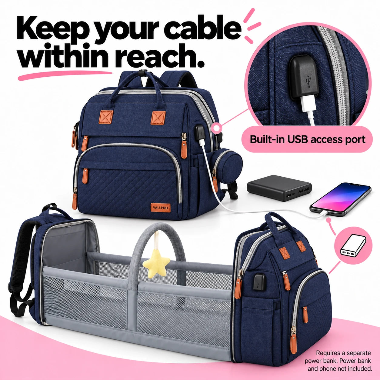 USB access, when you need it. VALLPRO backpack demonstration