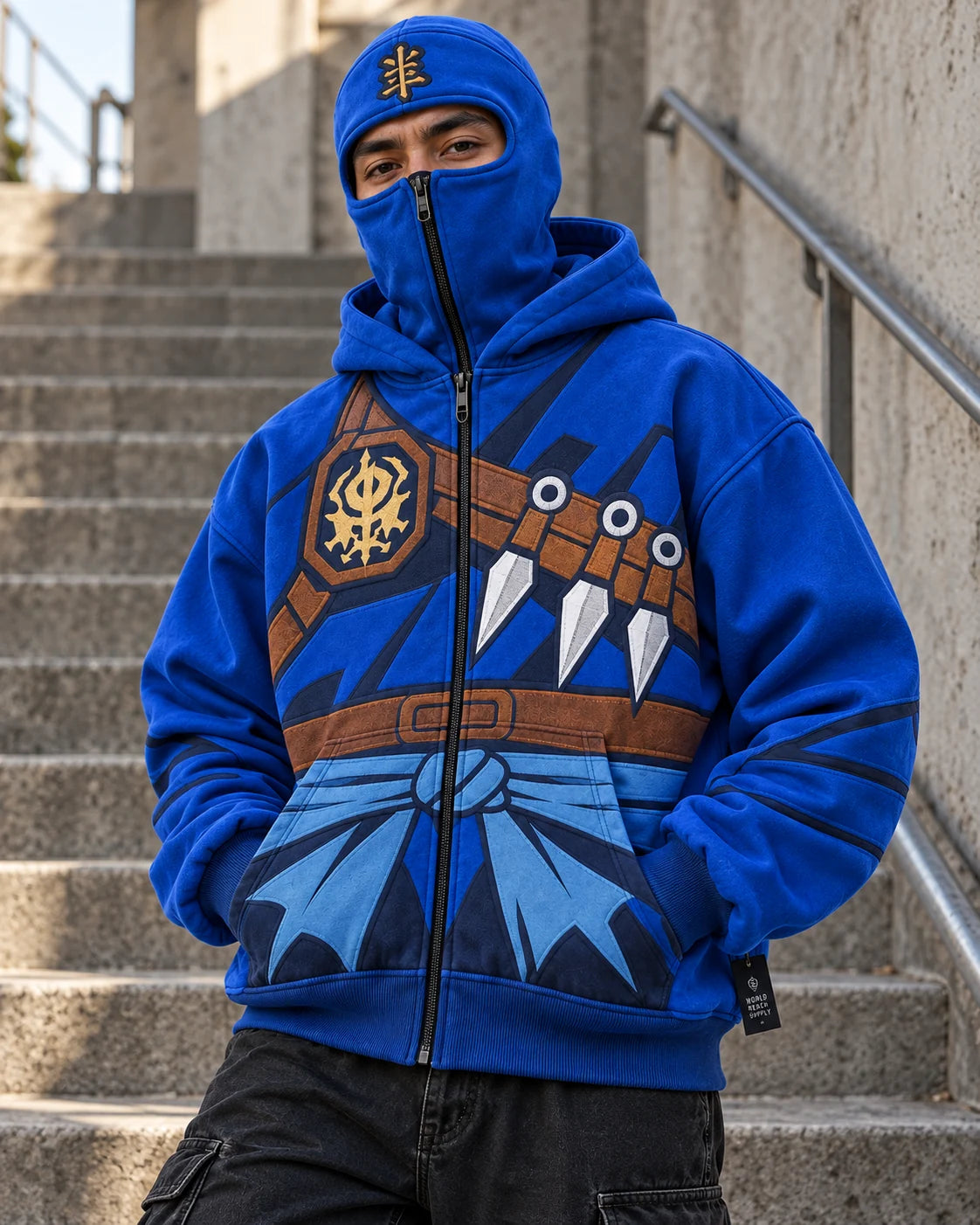 Blue elemental hoodie styled