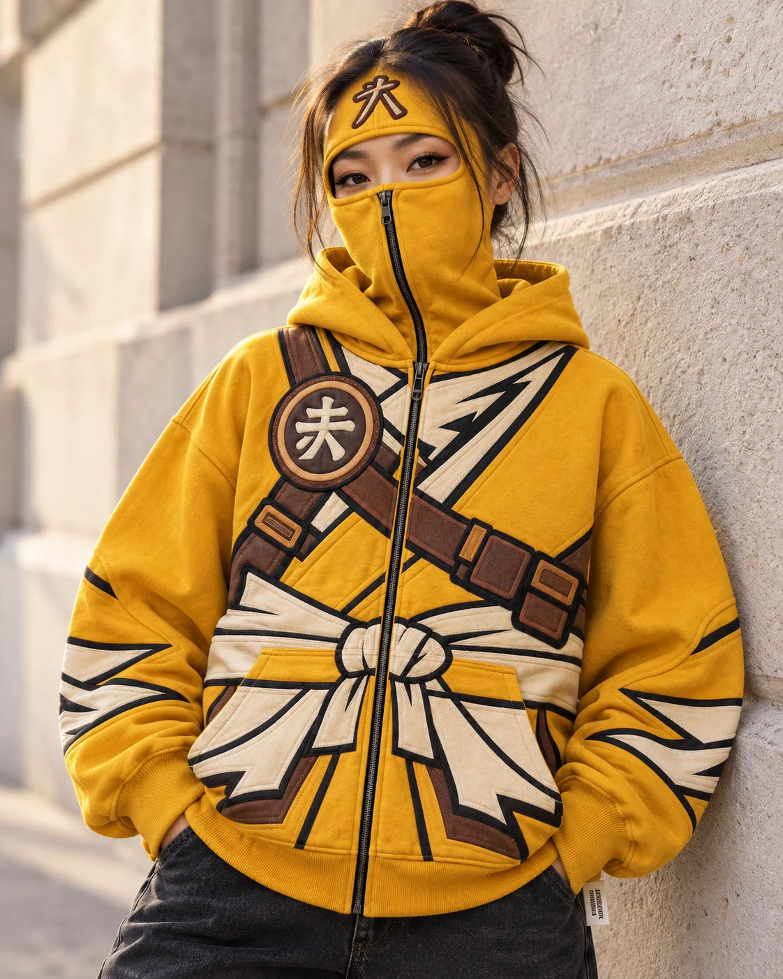Gold elemental hoodie styled